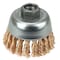 Weiler 2-3/4" Single Row Knot Wire Cup Brush .020" Bronze 5/8"-11 UNC Nut 13299 - alternate 1